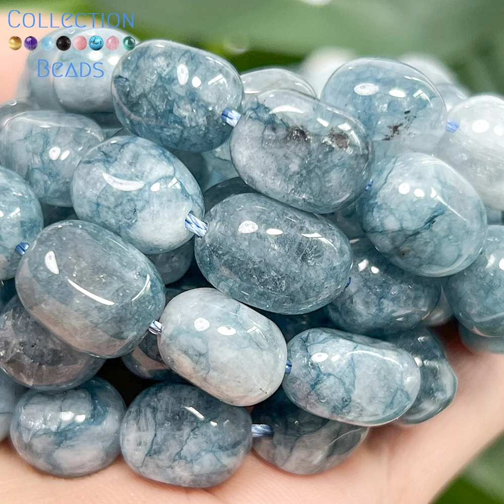 8x12mm Natural Blue Chalcedony Irregular Shape Loose Spacer Beads For Jewelry Making DIY Bracelets Necklace Accessories 15''