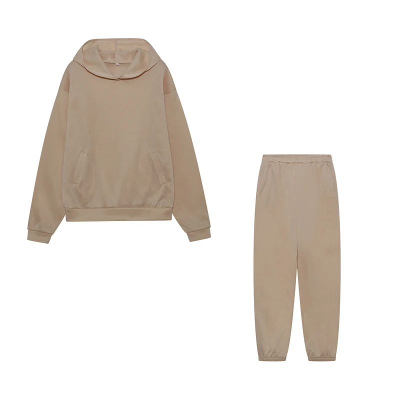 2026 Trend Casual Fashion Thickened Long-Sleeved Sweater And Pants Two-Piece Set with Cap for Women