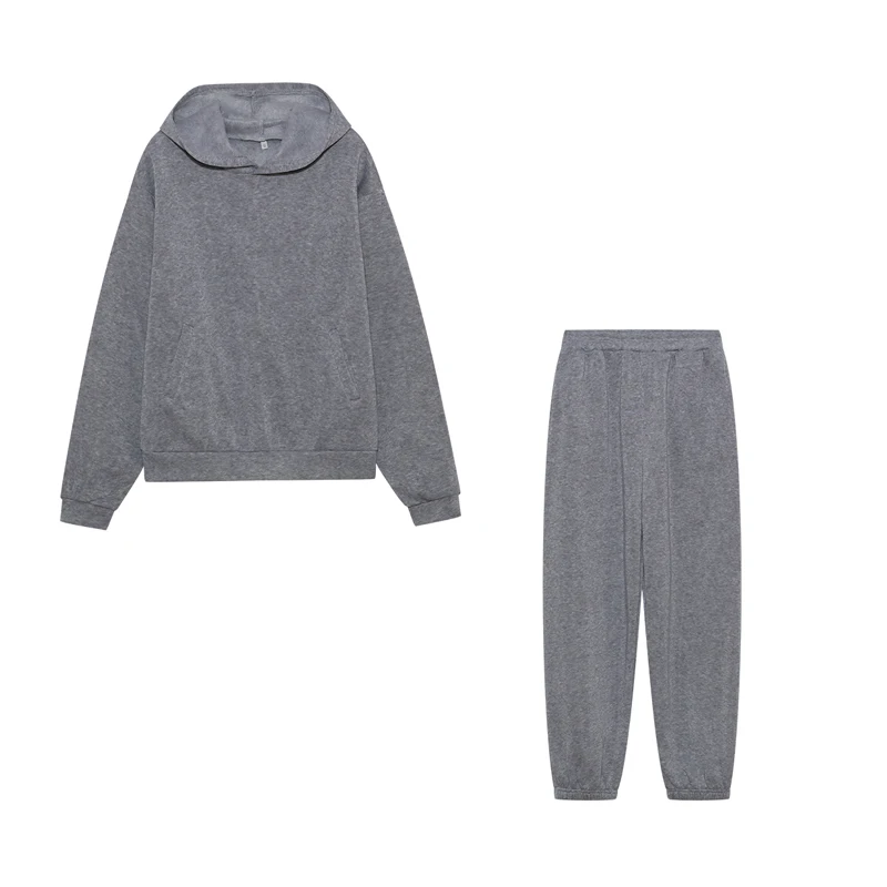 2026 Trend Casual Fashion Thickened Long-Sleeved Sweater And Pants Two-Piece Set with Cap for Women