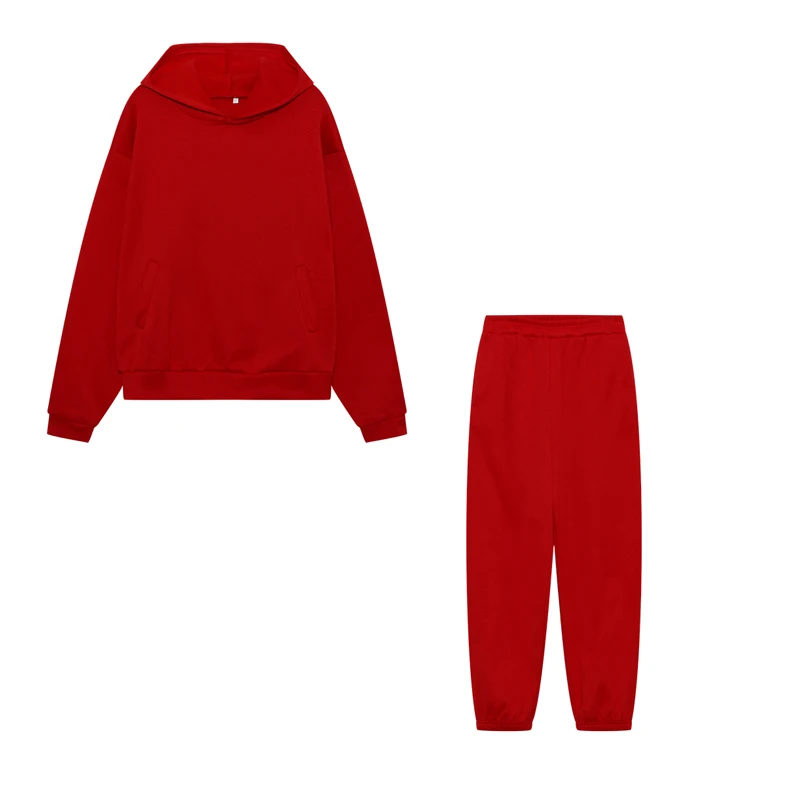 2026 Trend Casual Fashion Thickened Long-Sleeved Sweater And Pants Two-Piece Set with Cap for Women