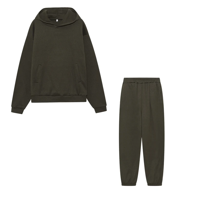 2026 Trend Casual Fashion Thickened Long-Sleeved Sweater And Pants Two-Piece Set with Cap for Women
