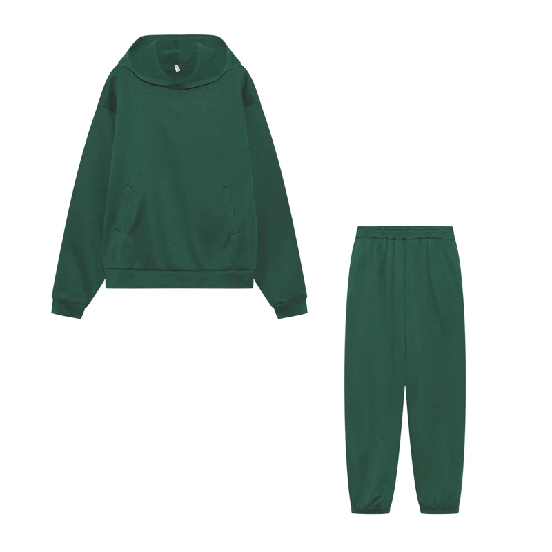 2026 Trend Casual Fashion Thickened Long-Sleeved Sweater And Pants Two-Piece Set with Cap for Women