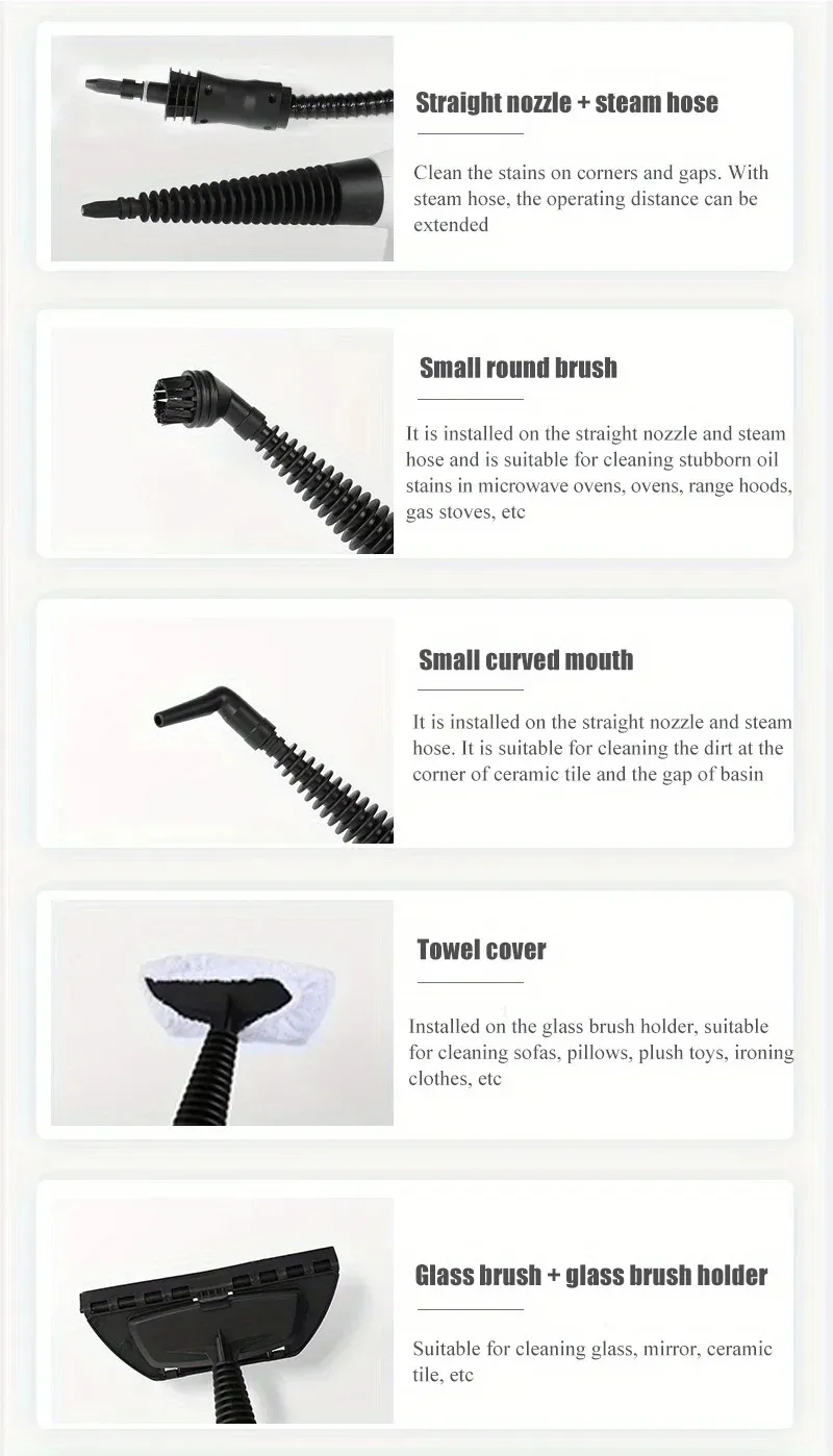 Powerful Handheld Steam Cleaner for Home Bathroom Car Interior High Temperature Multi-Use Range Hood
