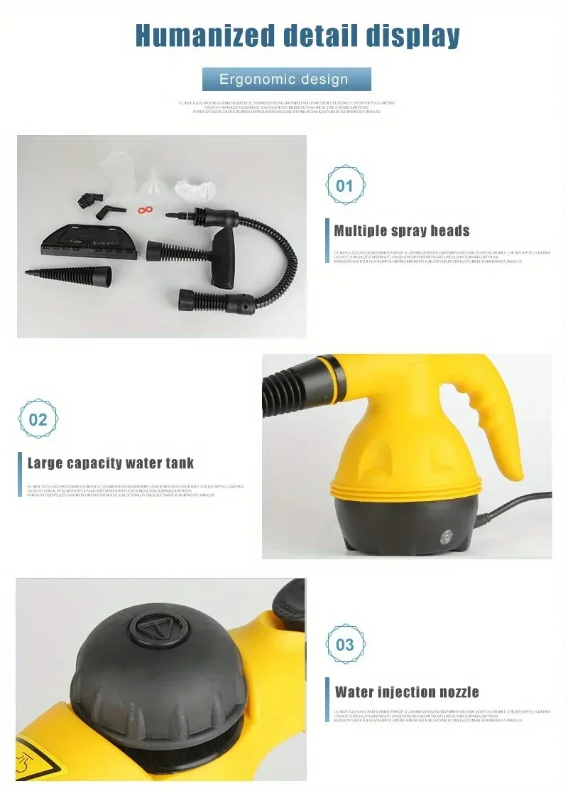Powerful Handheld Steam Cleaner for Home Bathroom Car Interior High Temperature Multi-Use Range Hood