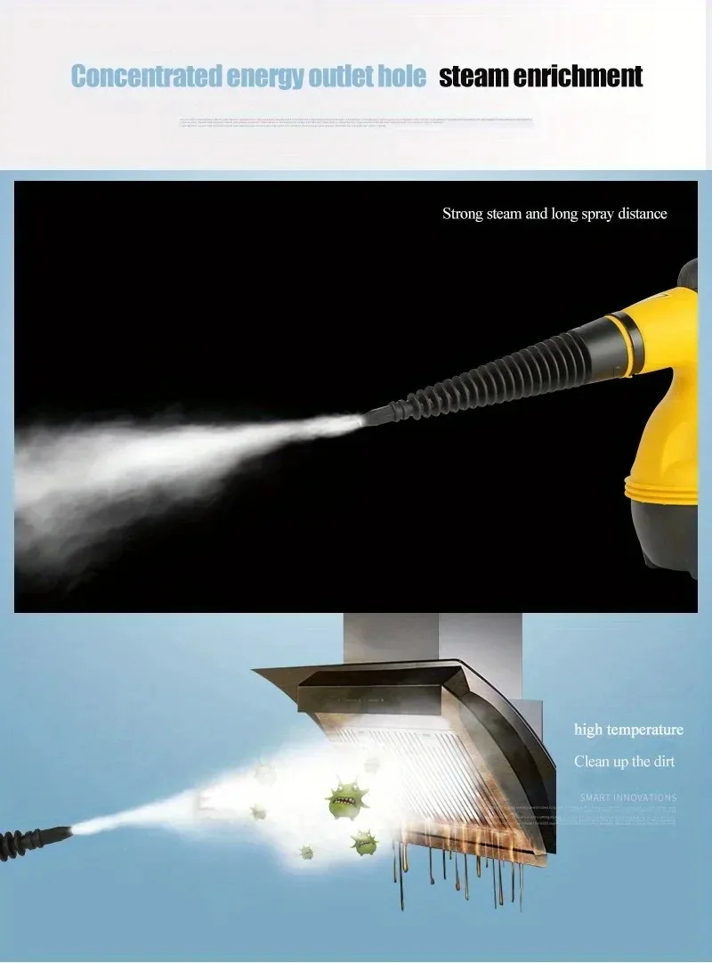 Powerful Handheld Steam Cleaner for Home Bathroom Car Interior High Temperature Multi-Use Range Hood