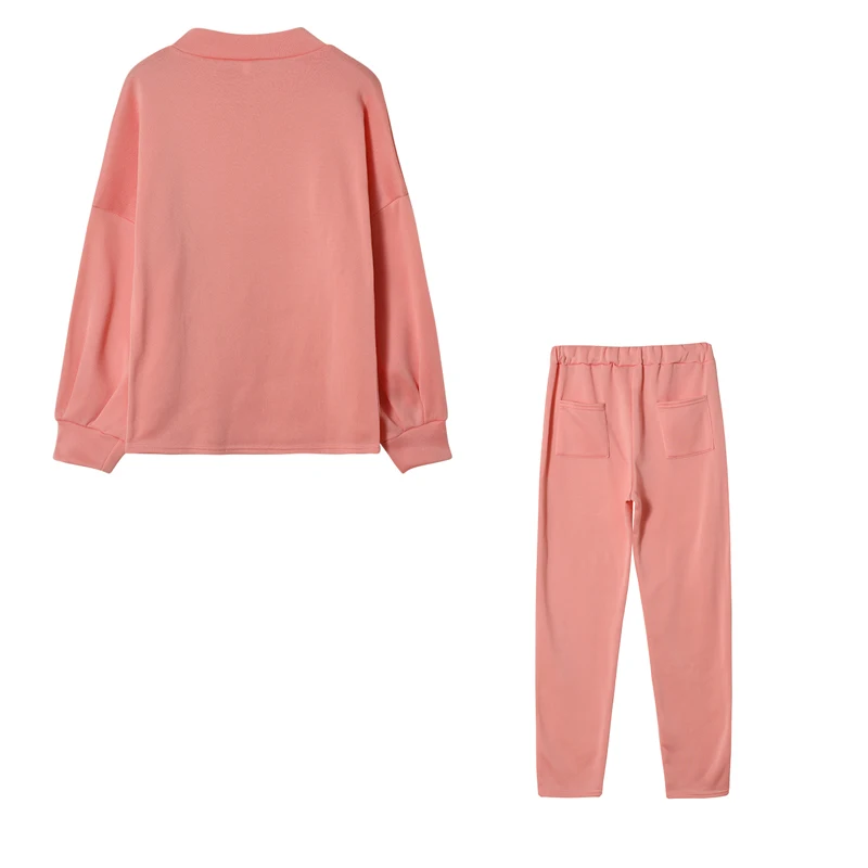 Women's High Collar Sweater Pure Color Trousers 2-Piece Set Casual Autumn Winter Fashion Ensemble