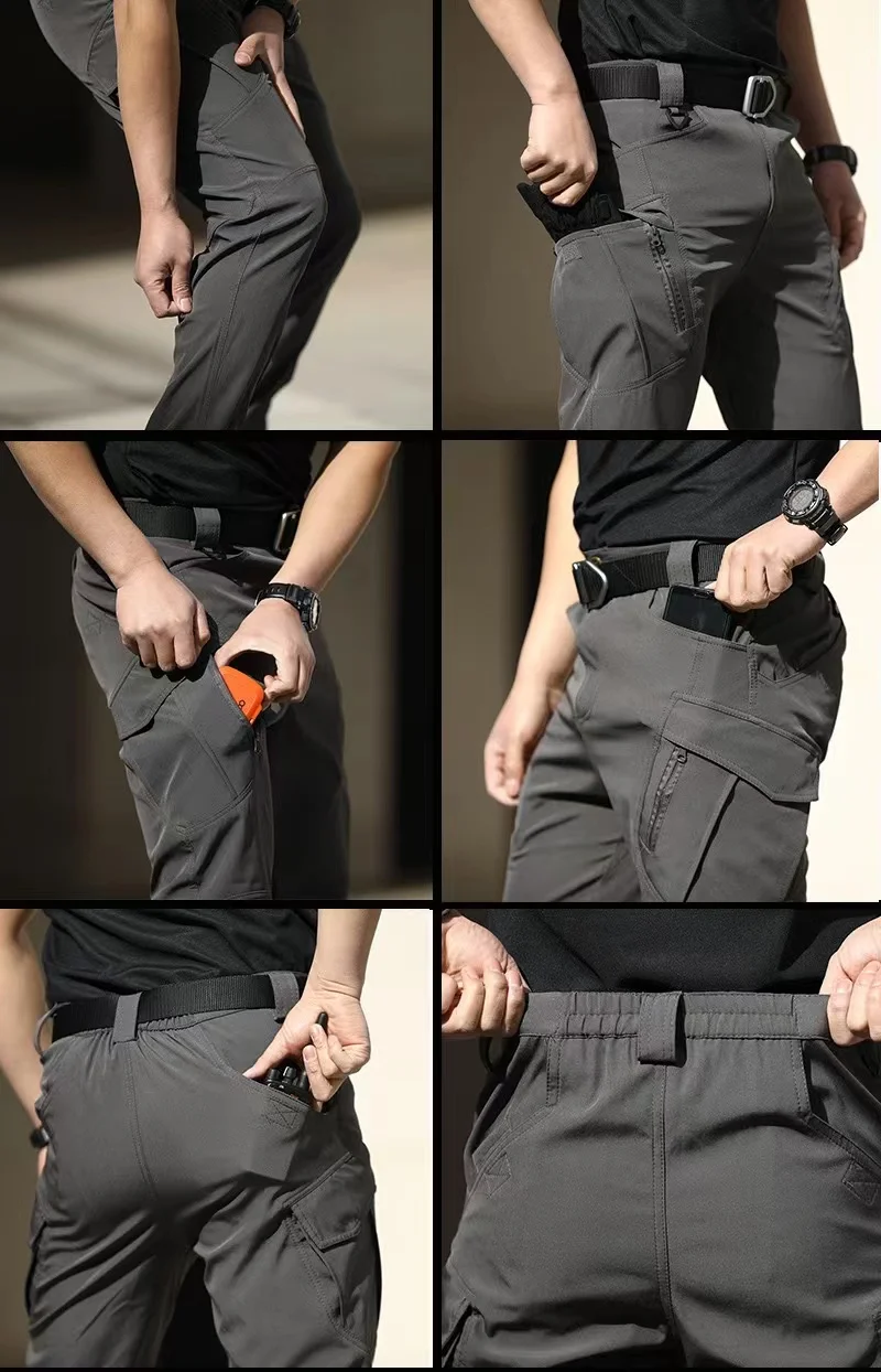 Men Tactical Elastic Pants Spring Autumn City Cargo Trousers Military Combat Hiking Camping Climbing Quick Dry Casual Sportswear