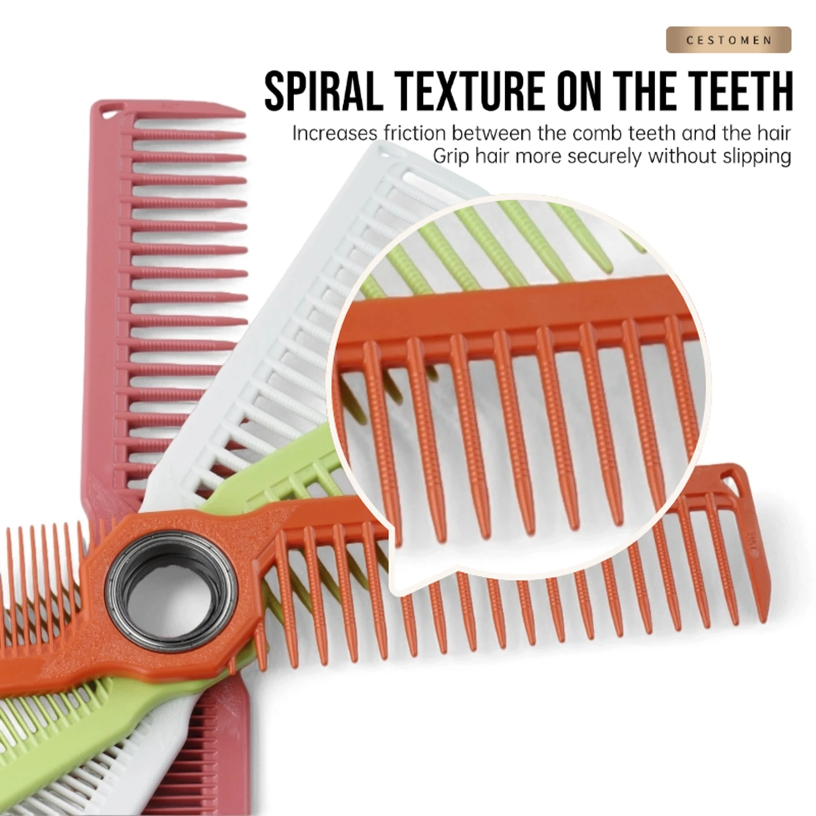 1Pc New Design Fidget Spinning Barber Fade Haircut Combs For Men Women Dual-Sided Wide Fine Tooth Smooth Hair Comb Styling Tools