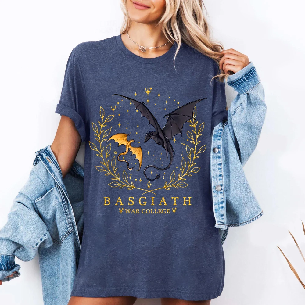 Basgiath War College Shirt: Fourth Wing Inspired Dragon Tee Clothing Graphic Short Sleeve Shirt Men Women for Spring and Summer