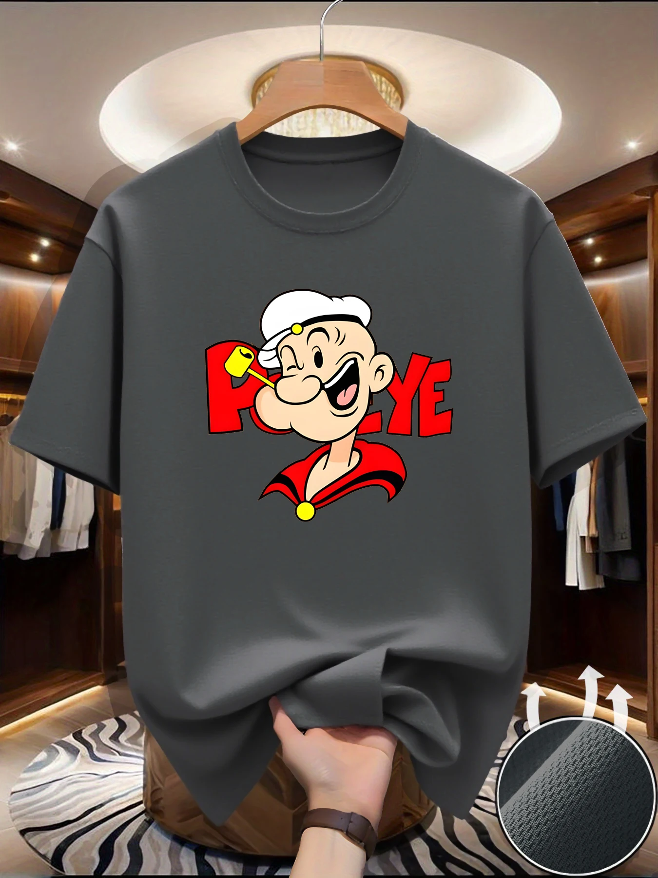 Quick drying clothes, Popeye fashion, youth tops, T-shirts, super popular couple outfits, plus size short sleeves