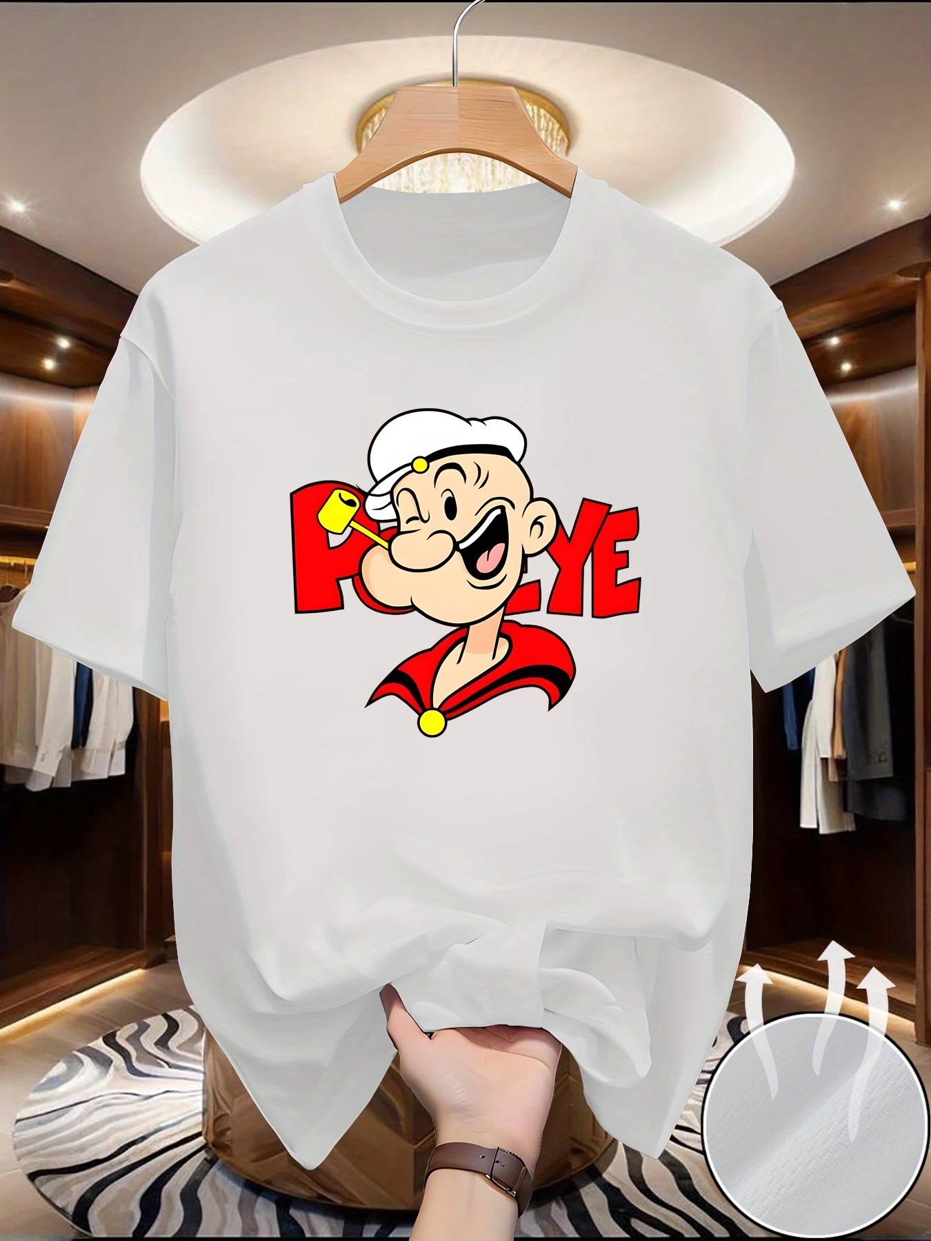 Quick drying clothes, Popeye fashion, youth tops, T-shirts, super popular couple outfits, plus size short sleeves