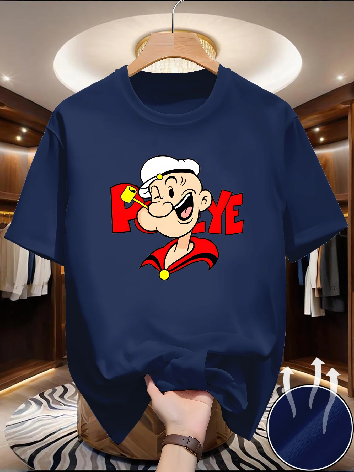 Quick drying clothes, Popeye fashion, youth tops, T-shirts, super popular couple outfits, plus size short sleeves