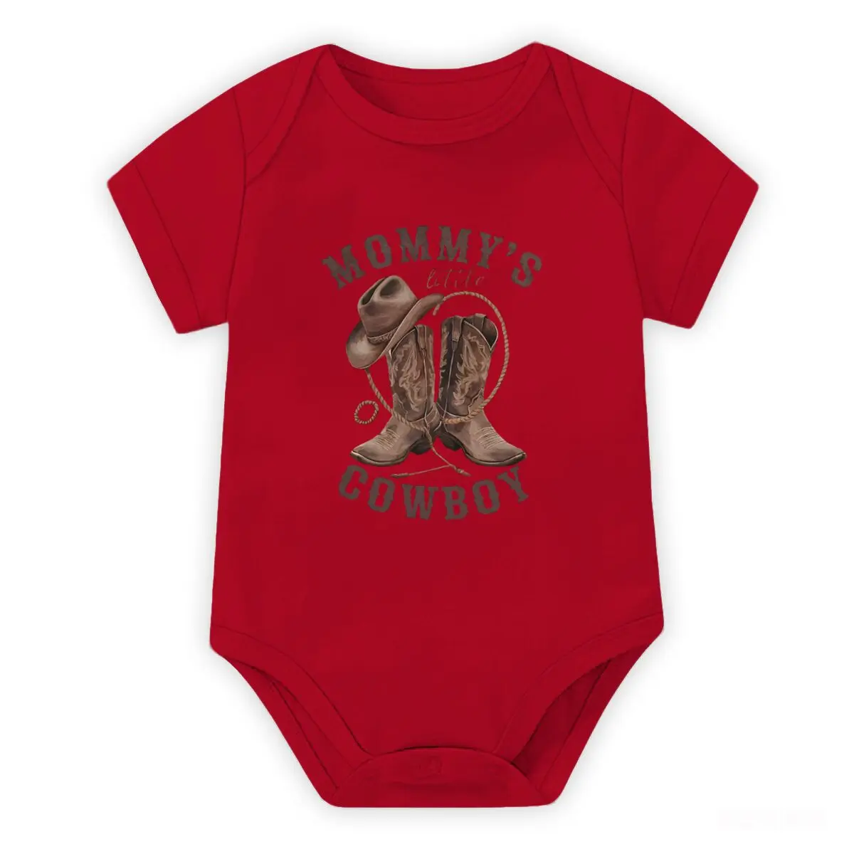 Western Baby Outfit "Mommy's Little Cowboy" Print Baby Bodysuit Short Sleeve Infant Romper Cowboy Boots Hat Baby Gift