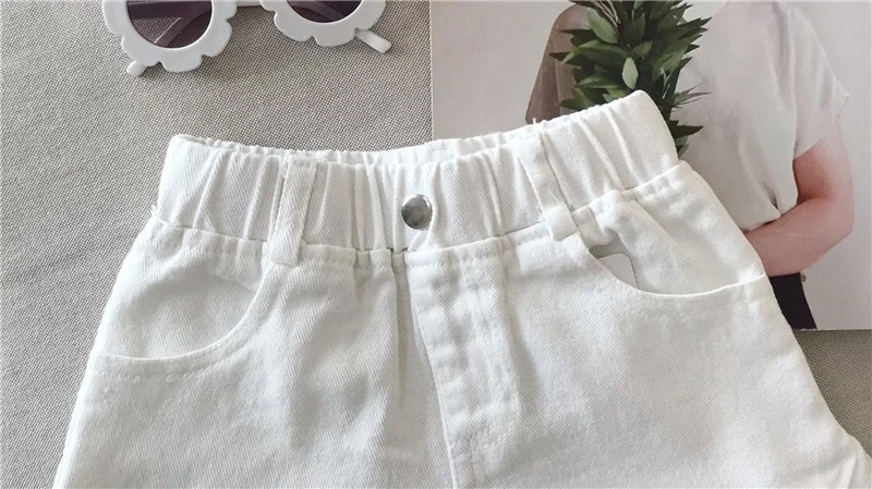 Girls Denim Shorts Summer New Children's Black White Hot Pants Kids Solid Color Short Jeans Fashion Comfotable Thin Korean Pants