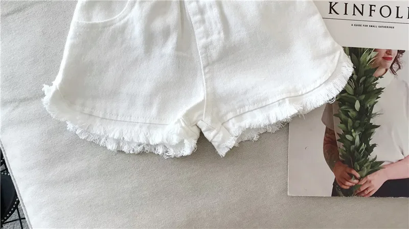 Girls Denim Shorts Summer New Children's Black White Hot Pants Kids Solid Color Short Jeans Fashion Comfotable Thin Korean Pants