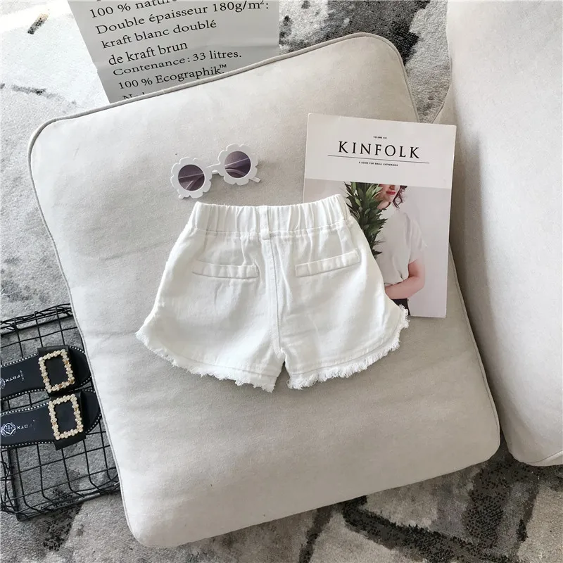 Girls Denim Shorts Summer New Children's Black White Hot Pants Kids Solid Color Short Jeans Fashion Comfotable Thin Korean Pants