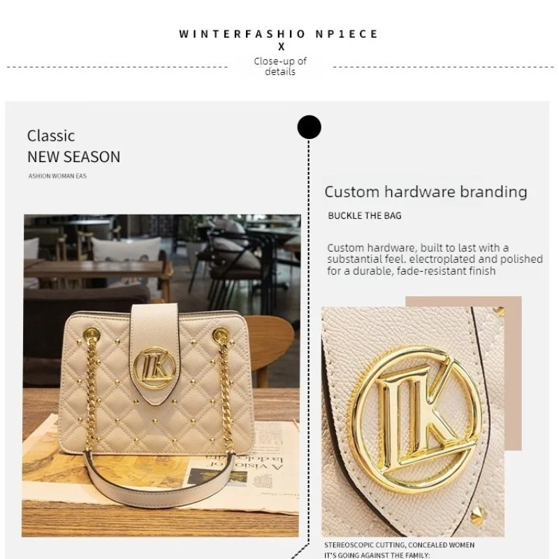Shoulder Bag, Women's Bag, 2026 New Fashionable Diamond Grid Chain Bag, Crossbody Tote Bag
