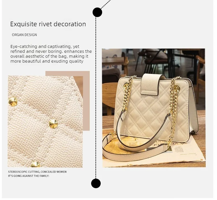 Shoulder Bag, Women's Bag, 2026 New Fashionable Diamond Grid Chain Bag, Crossbody Tote Bag