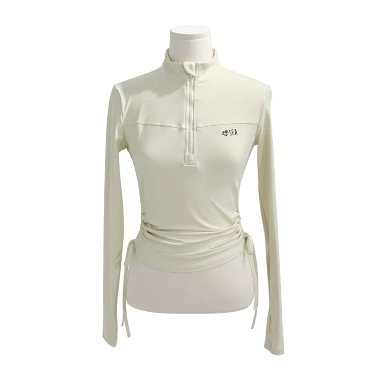 Swimwear Sports Style Long Sleeved Sunscreen Fashion Two-piece Set Women Conservative Slimming Effect Drawstring Flat Corner