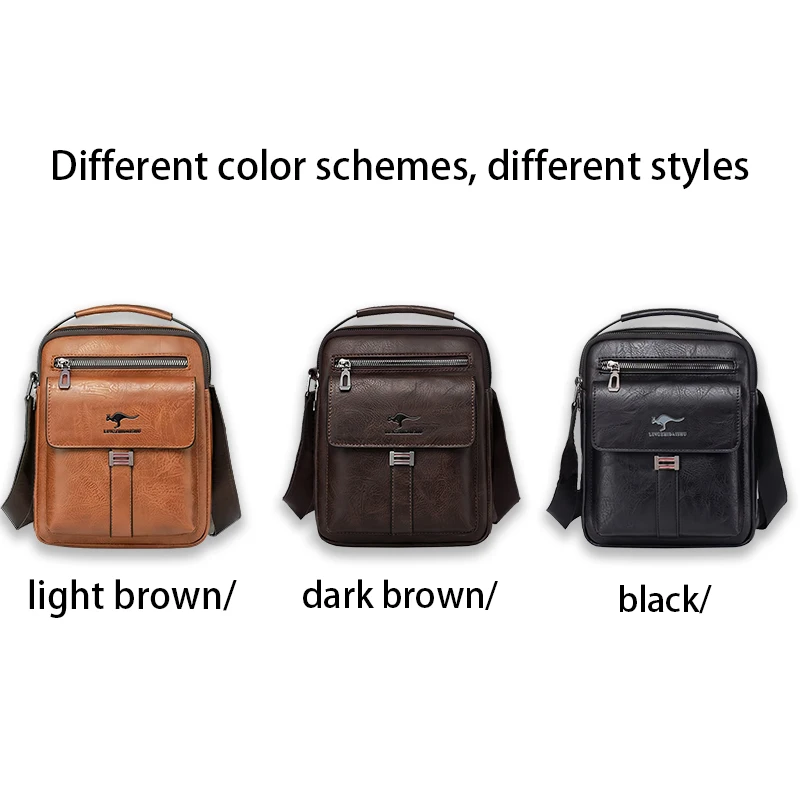Compact Men's Leather Crossbody Bag, Lightweight Shoulder Bag with Multiple Pockets, Ideal for Travel and Commute Rugged Men's