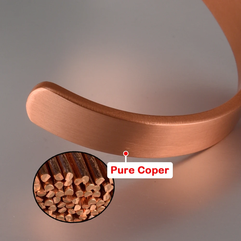 Vinterly Pure Copper Bracelets Women Men Unisex 10mm Adjustable Cuff Bangles Female Resizable Jewelry Soft Solid Copper Vintage