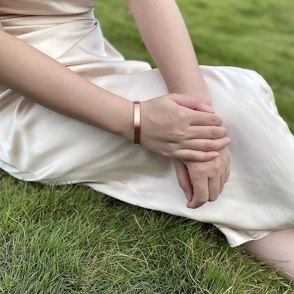 Vinterly Pure Copper Bracelets Women Men Unisex 10mm Adjustable Cuff Bangles Female Resizable Jewelry Soft Solid Copper Vintage