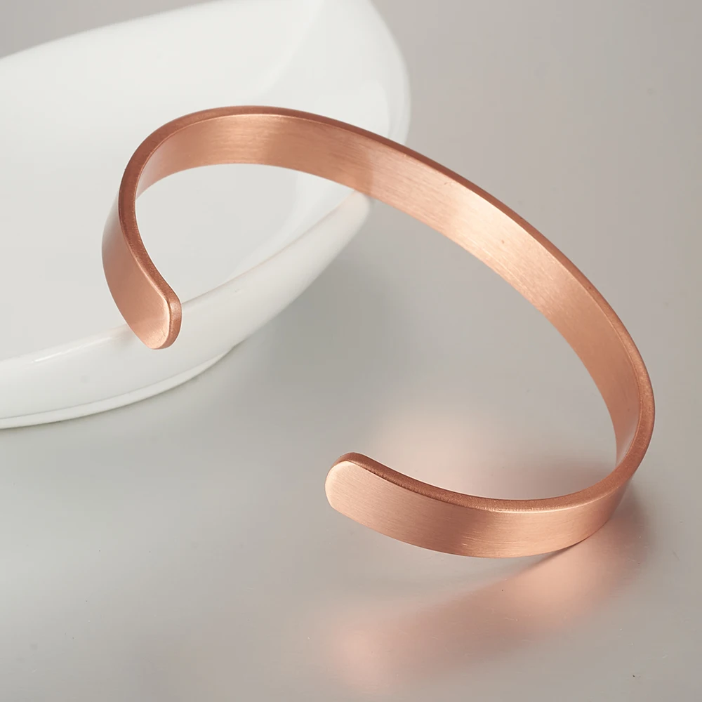 Vinterly Pure Copper Bracelets Women Men Unisex 10mm Adjustable Cuff Bangles Female Resizable Jewelry Soft Solid Copper Vintage