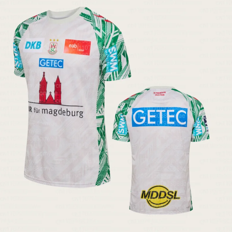 25-26 SC Magdeburg Champions League Home Jersey Handball Match Jersey Autumn Sports Dry Quickly Men's T-Shirt FamilyMatching