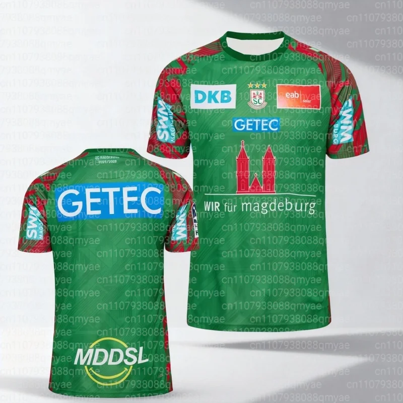 25-26 SC Magdeburg Champions League Home Jersey Handball Match Jersey Autumn Sports Dry Quickly Men's T-Shirt FamilyMatching