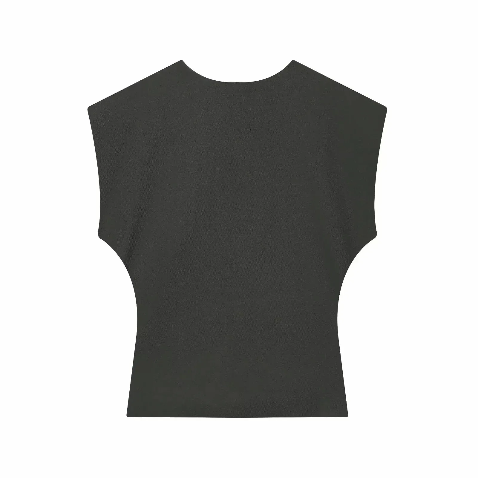 Women Fashion 2-Piece Set Single-breasted Sleeveless V-Neck Pinstripe Vest+Summer Pleated Loose Pocket Belt Zipper Pants