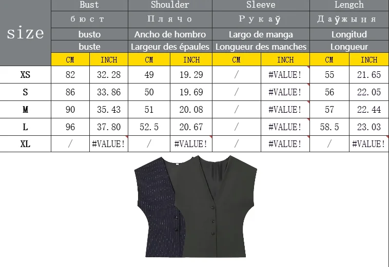 Women Fashion 2-Piece Set Single-breasted Sleeveless V-Neck Pinstripe Vest+Summer Pleated Loose Pocket Belt Zipper Pants