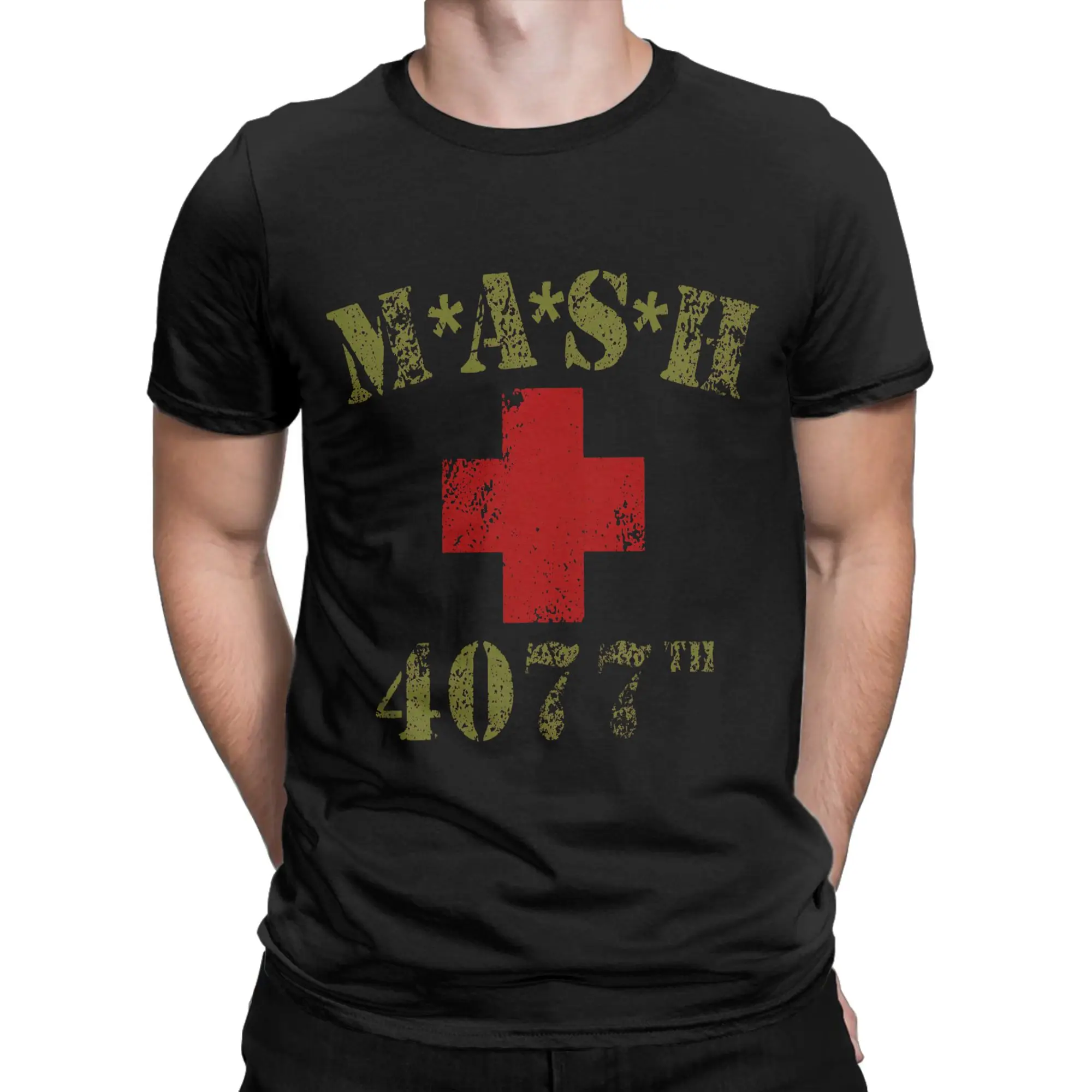 Novelty MASH 4077 T-Shirts for Men Crewneck 100% Cotton T Shirt Short Sleeve Tee Shirt Gift Idea Clothing