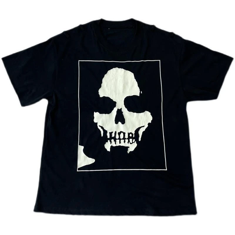 2026 Summer Limited Edition Design Printed Skull Pure Cotton Men's and Women's Matching Short-Sleeved T-Shirt