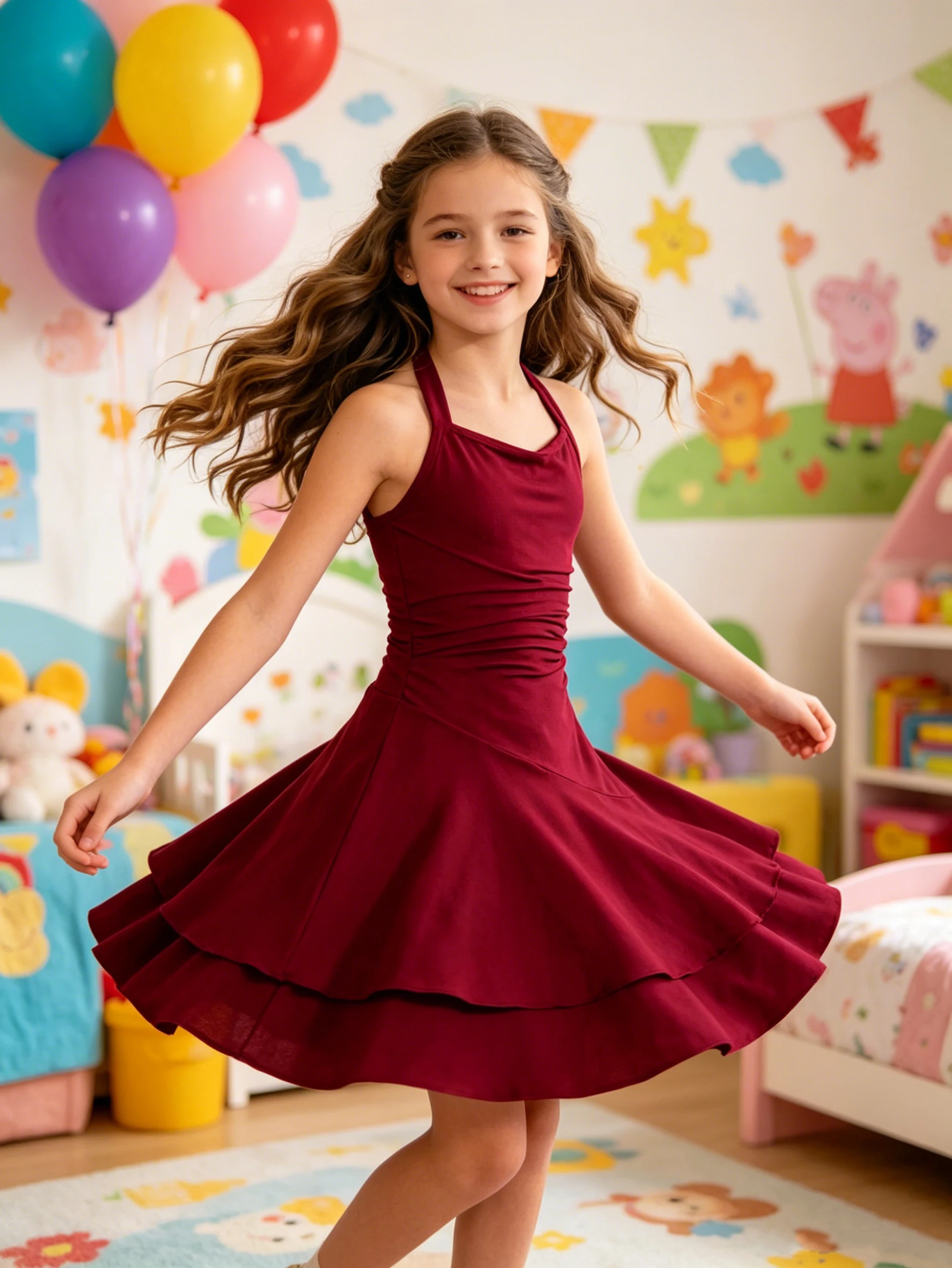 2026 Girls' New Charming Pleated Square Neck Lace Sleeveless Slim Fit Dress, Spring and Summer Party Casual Dress Gift