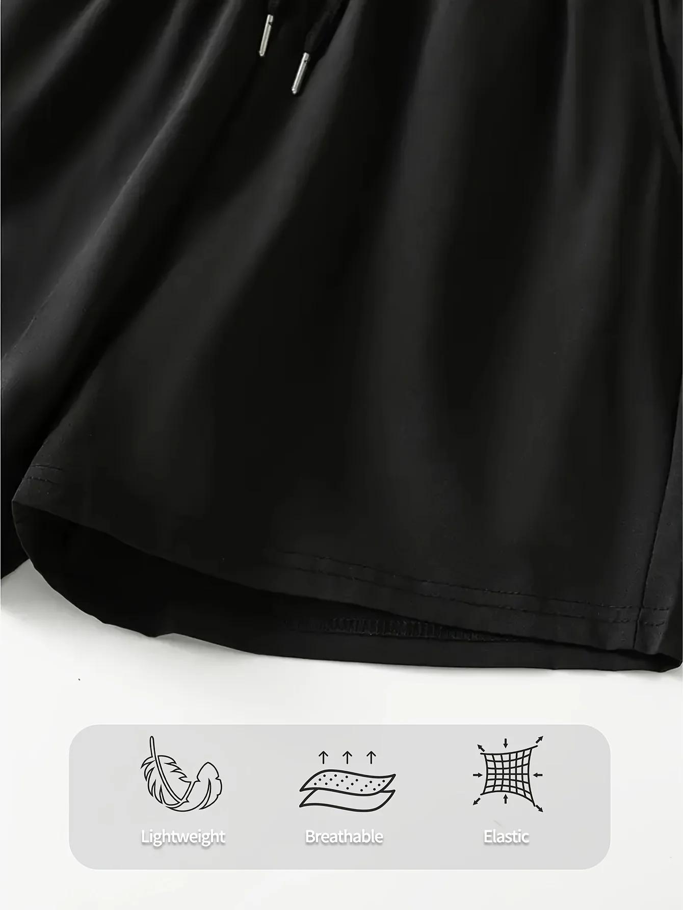 Women's Summer Black Casual Shorts Elastic Waistband Sweat-wicking and Breathable Suitable for Sports Running and Fitness