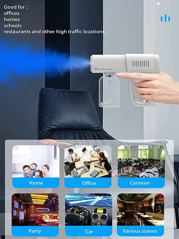 380ml Electric Nano Blue Light Steam Spray Gun K5 Wireless Atomizing Sterilizer C-Type Atomized Household Handheld Sterilizer