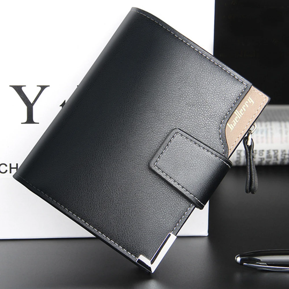 Multifunctional Men's Short Wallet with Zippered Coin Pocket on the Side, Trendy Men's Accessory, Business Casual Men's Wallet, Simple and Stylish Gift for Men