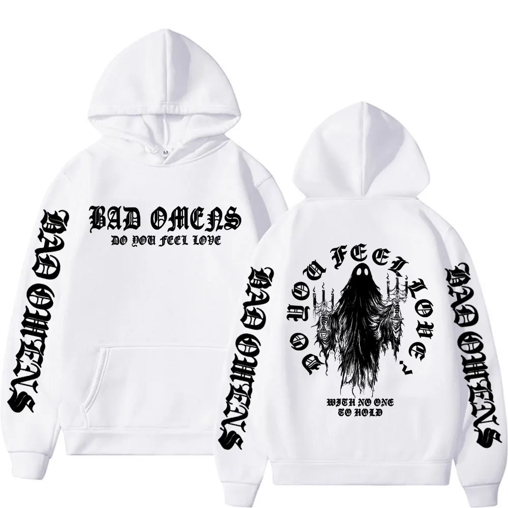 Bad Omens Do You Feel Love Ghost Print Hoodies Men Women Fashion Gothic Casual Bodywarmer Hooded High Quality Fleece Sweatshirts
