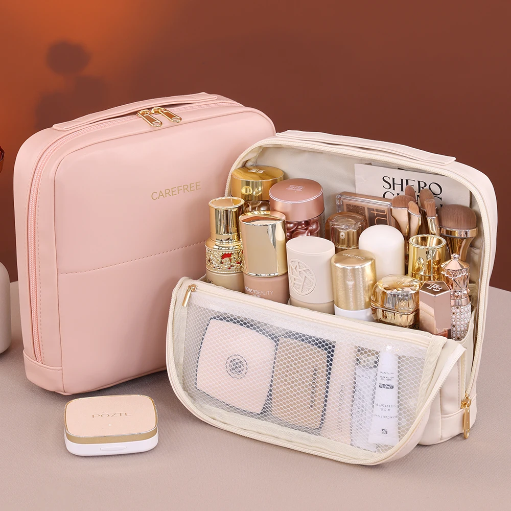 Portable Standing Up Bag Travel Waterproof Toiletry Storage Pouch Bag for Brues Cosmetic Tools Women's Makeup Organizer