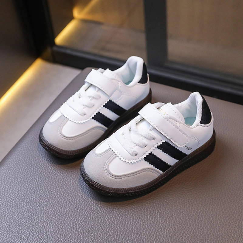Classic Retro Children's Tennis Shoes Stripe Patchwork Boys Girls School Sneakers Causal Non-slip Daily Wear Kids Sports Shoes