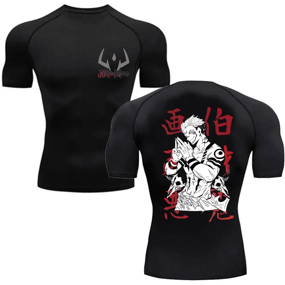 Men's Summer Fitness Gym Sports Running T-Shirt Hot Selling Anime Jujutsu Kaisen Gojo Satoru Compression Shirt Short Sleeve