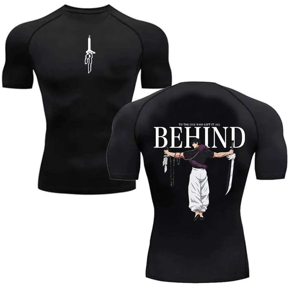 Men's Summer Fitness Gym Sports Running T-Shirt Hot Selling Anime Jujutsu Kaisen Gojo Satoru Compression Shirt Short Sleeve