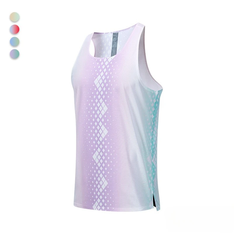 Summer New Men's Sleeveless Printed Fitness Running Vest, Breathable Lightweight Quick Drying Sports Vest