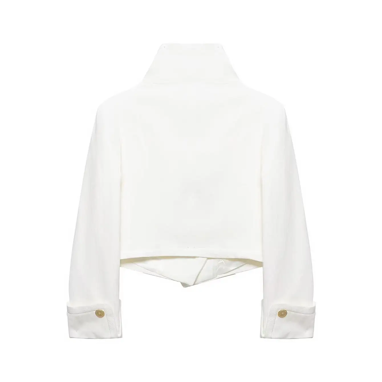 Spring New Women Stand Collar Street Jacket Casual Long Sleeve Button Solid Color Jacket Simple Style Commuter Clothing Female