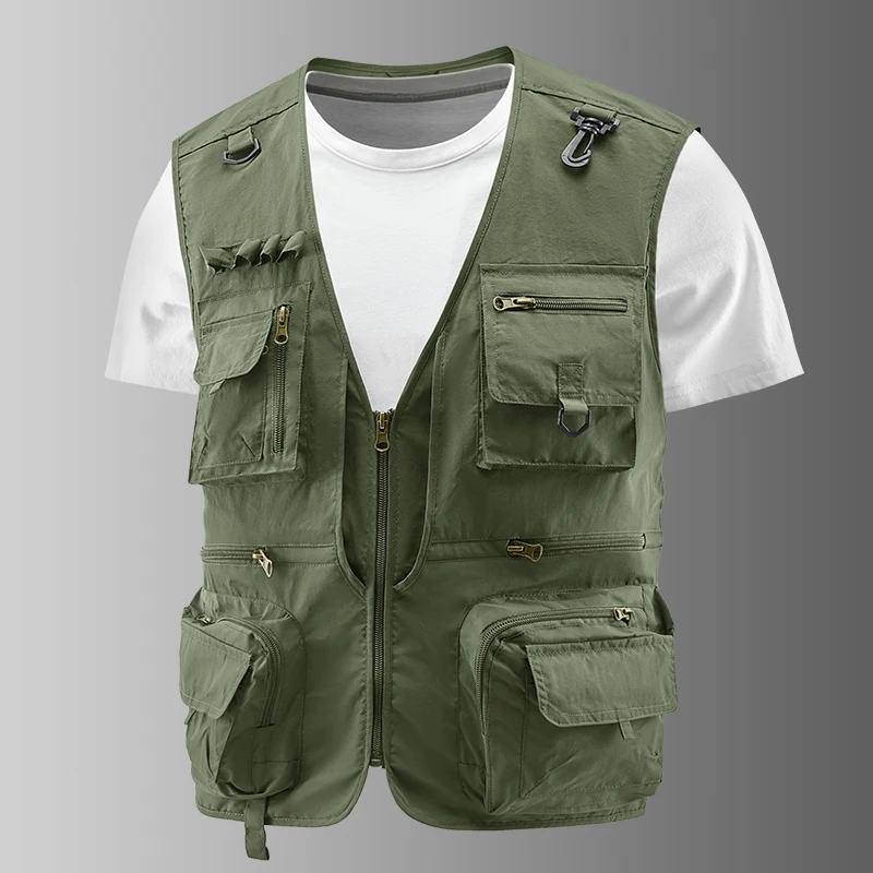 Fishing Vest Breathable Fishing Travel Mesh Vest with Zipper Pockets Summer Work Vest for Outdoor Activities
