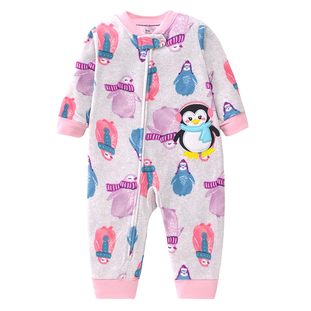 Newborn Baby Clothes Cartoon Bear Rompers Zipper Infant Boys Girls Spring Autumn Jumpsuits Polar Fleece Outfit 9-24Month