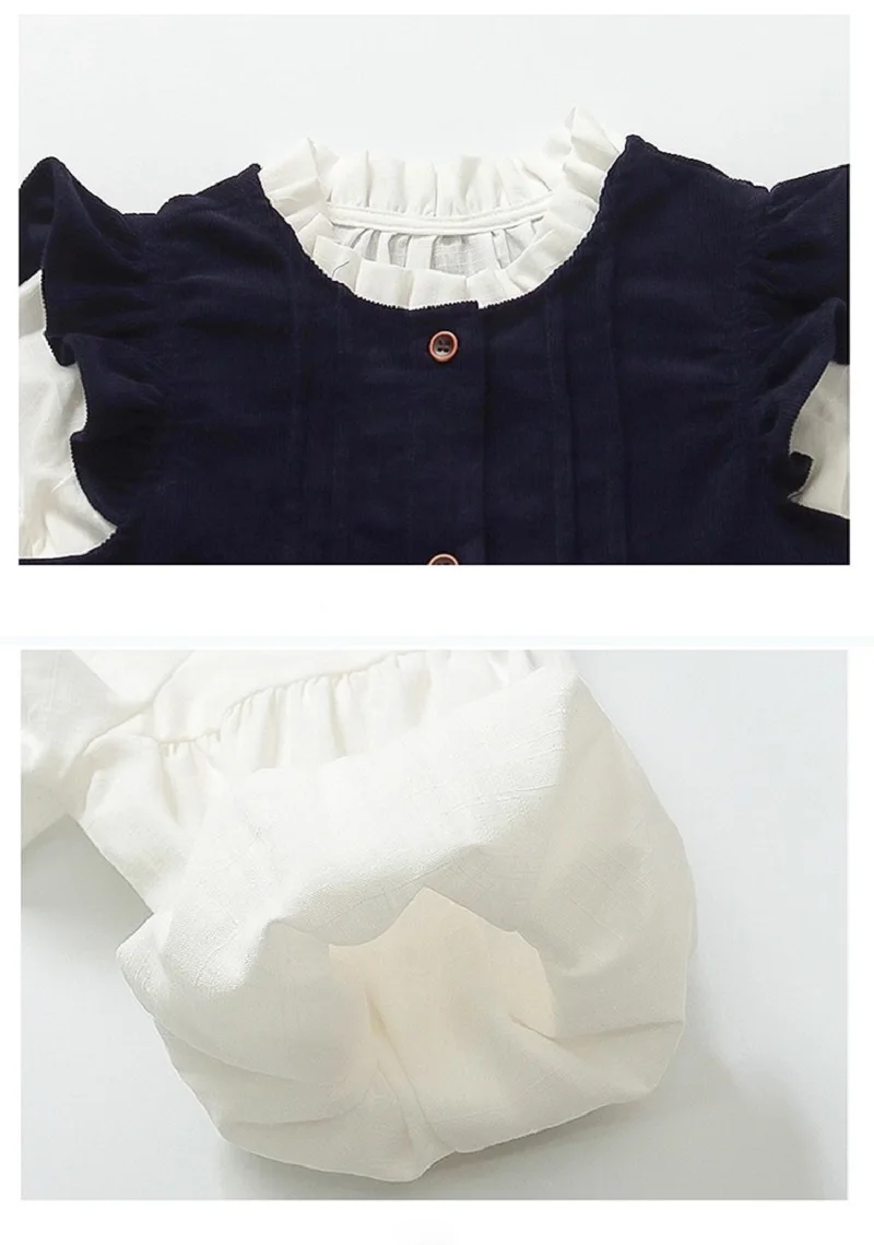 Girls' Autumn Outfit Set: New Stylish Baby Ruffle Shirt and Corduroy Vest Dress Two-Piece Set for Autumn