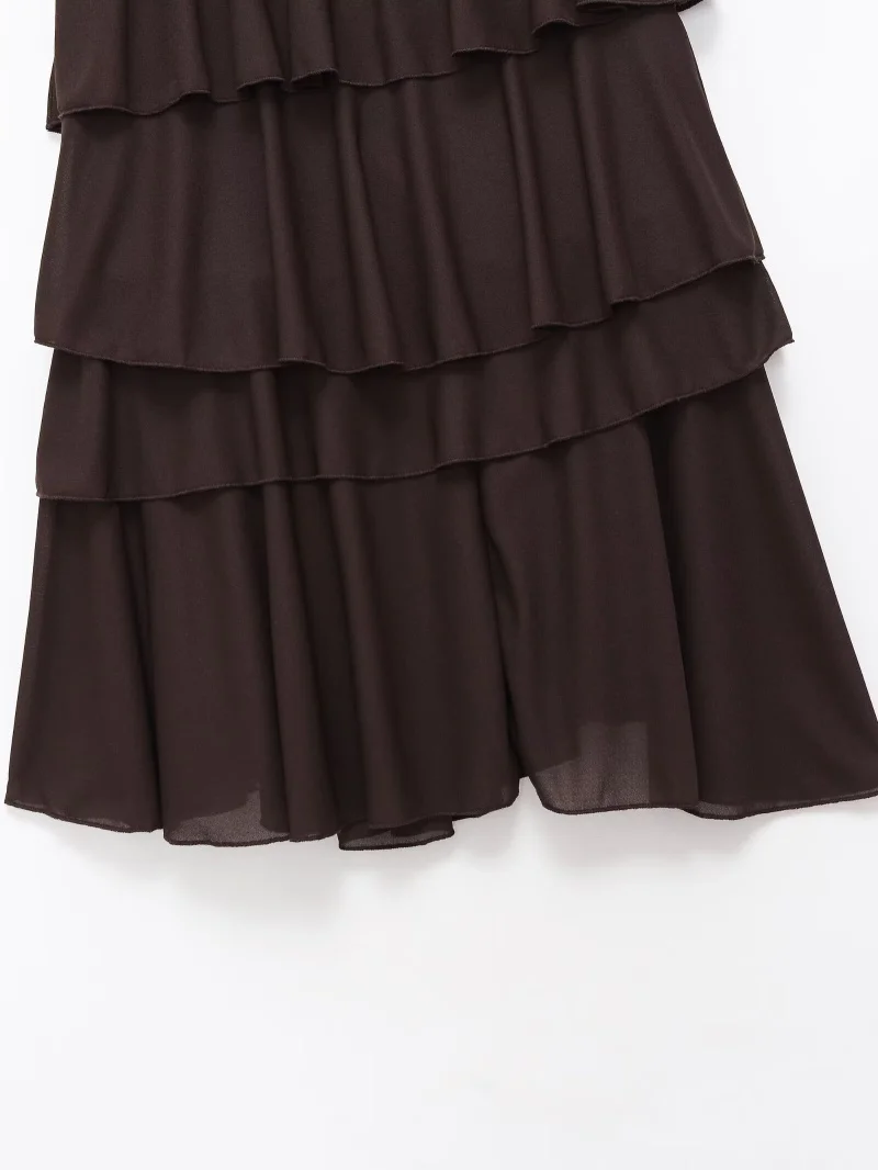 ETJ Women's Tiered Ruffle Skirt Asymmetrical Hem Long Flowy Midi Skirt 2026 Spring Fashion Elegant Layered Skirts