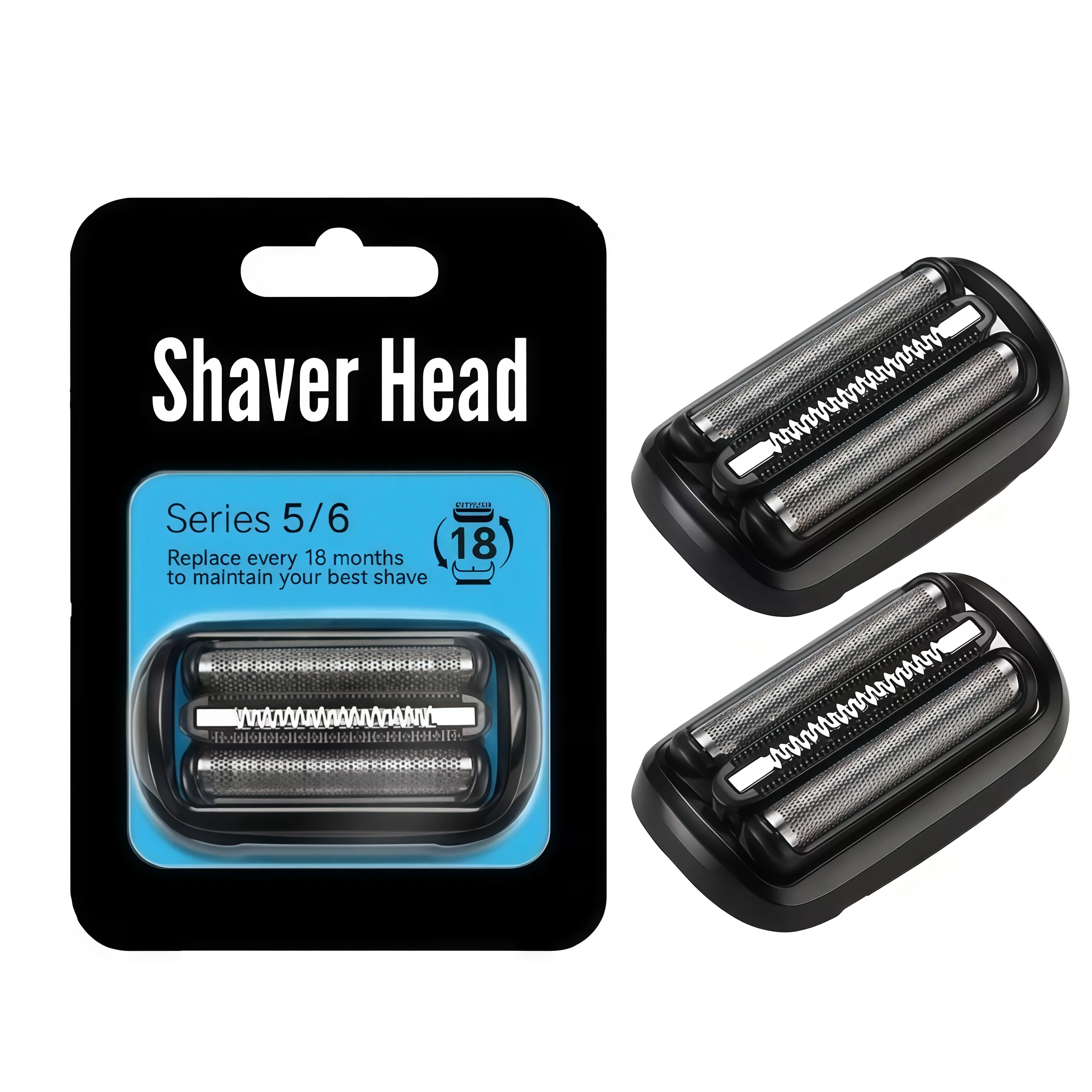 Adapted for 53B Series 5/6 Replacement Head Compatible with Electric Shaver Razor 5018s, 5020s, 5031s, 5050cs, 6072cc,Black