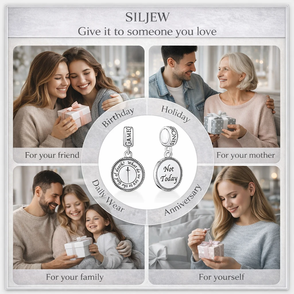 SilJew Vintage Fantasy Dragon Wolf Lion Charm 925 Silver Bead Fit Pandora Bracelet Medieval Throne Style Jewelry Gift for Women